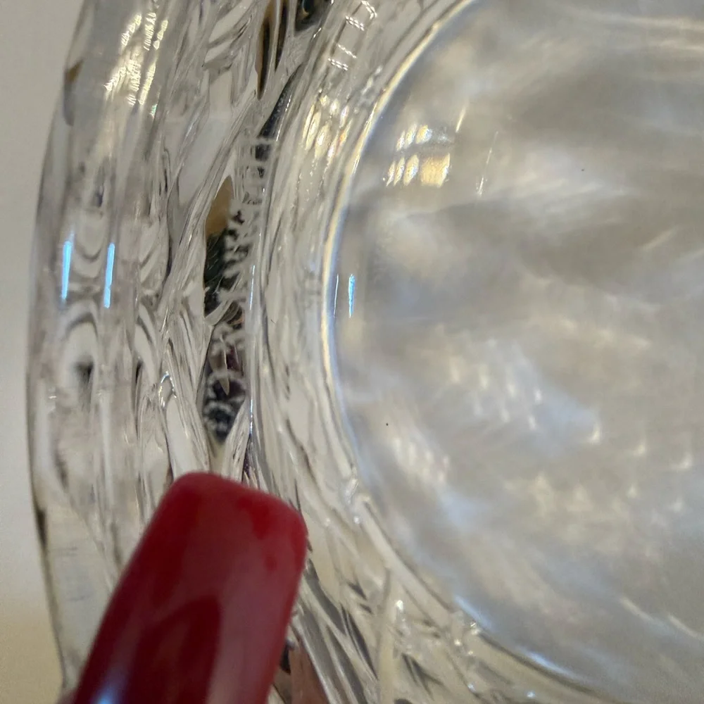 TIFFANY & CO. BOWL CRYSTAL 9” BAMBOO LATTICE SIGNED DISCONTINUED VINTAGE